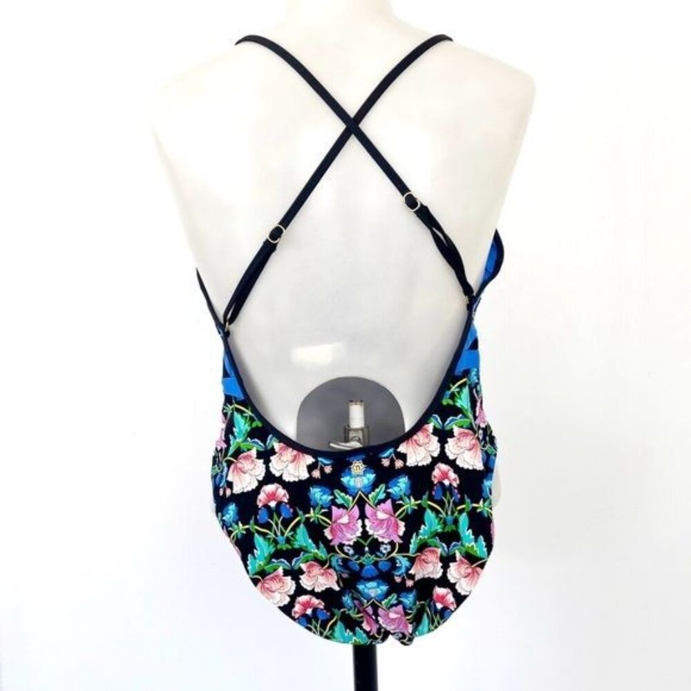 Nanette Lepore Damask Floral Print Goddess 1 Piece Mio Swimsuit Size Large - Picture 4 of 10